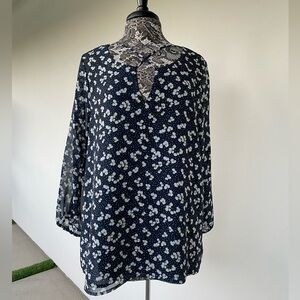 Floral Patterned Long Sleeve Blouse by Papermoon size XXL